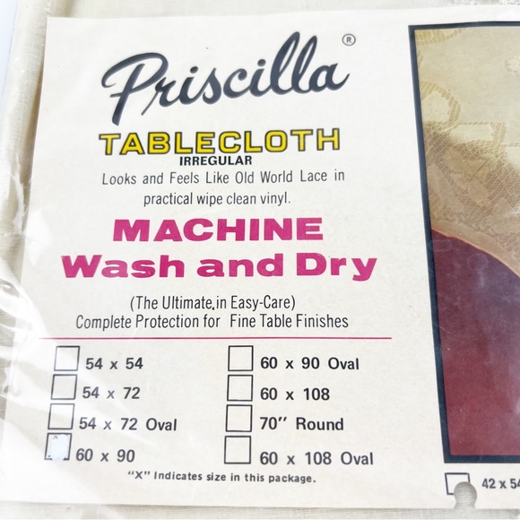 NEW Vintage Priscilla Ivory Tablecloth 60x90 Old World Lace Vinyl Belgium READ - Picture 2 of 4